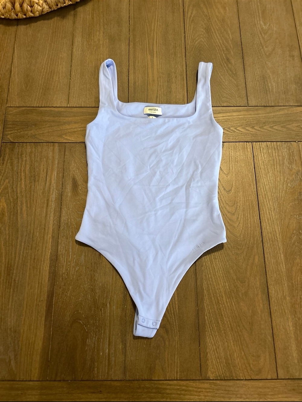 Aritzia Pale Lavender/Light Blue Square Neck Bodysuit